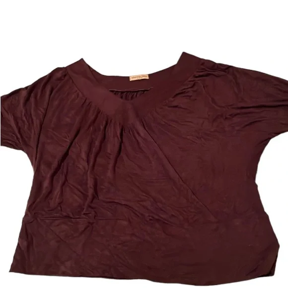 Cha Cha Vente X- Large brown 3/4 sleeve cotton blend stretch top - Picture 12 of 12